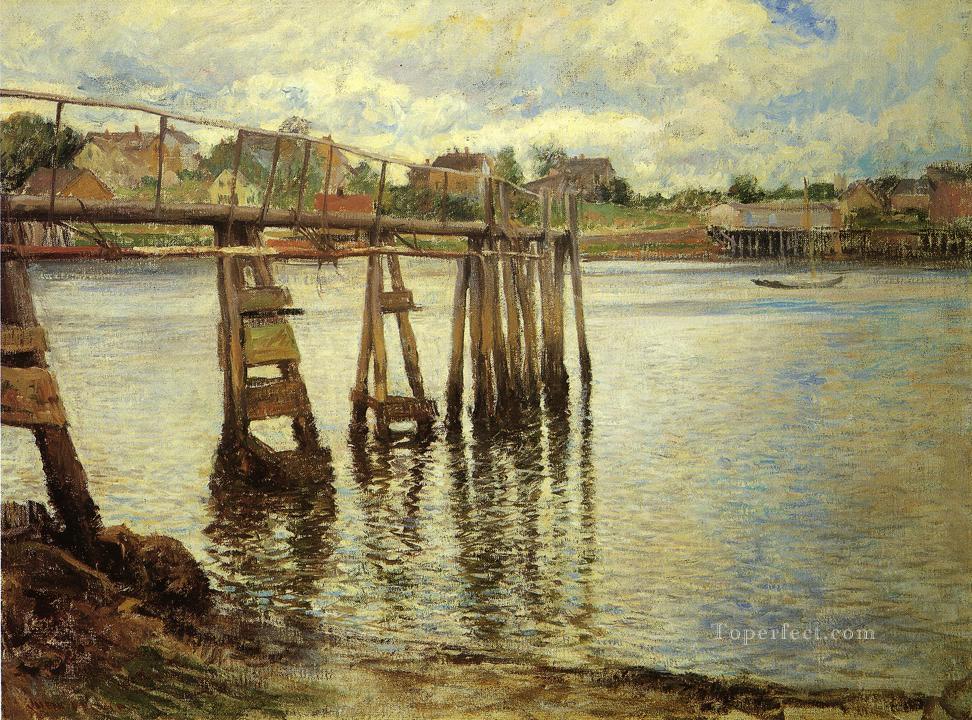 Jetty at Low Tide aka The Water Pier landscape Joseph DeCamp Oil Paintings